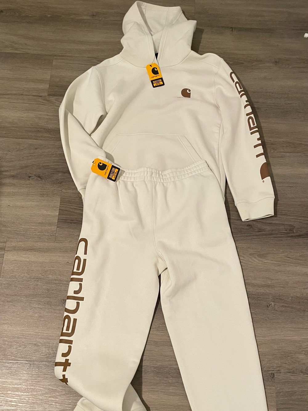 Carhartt Kids Cream/Beige Logo Jogger Sweatpants